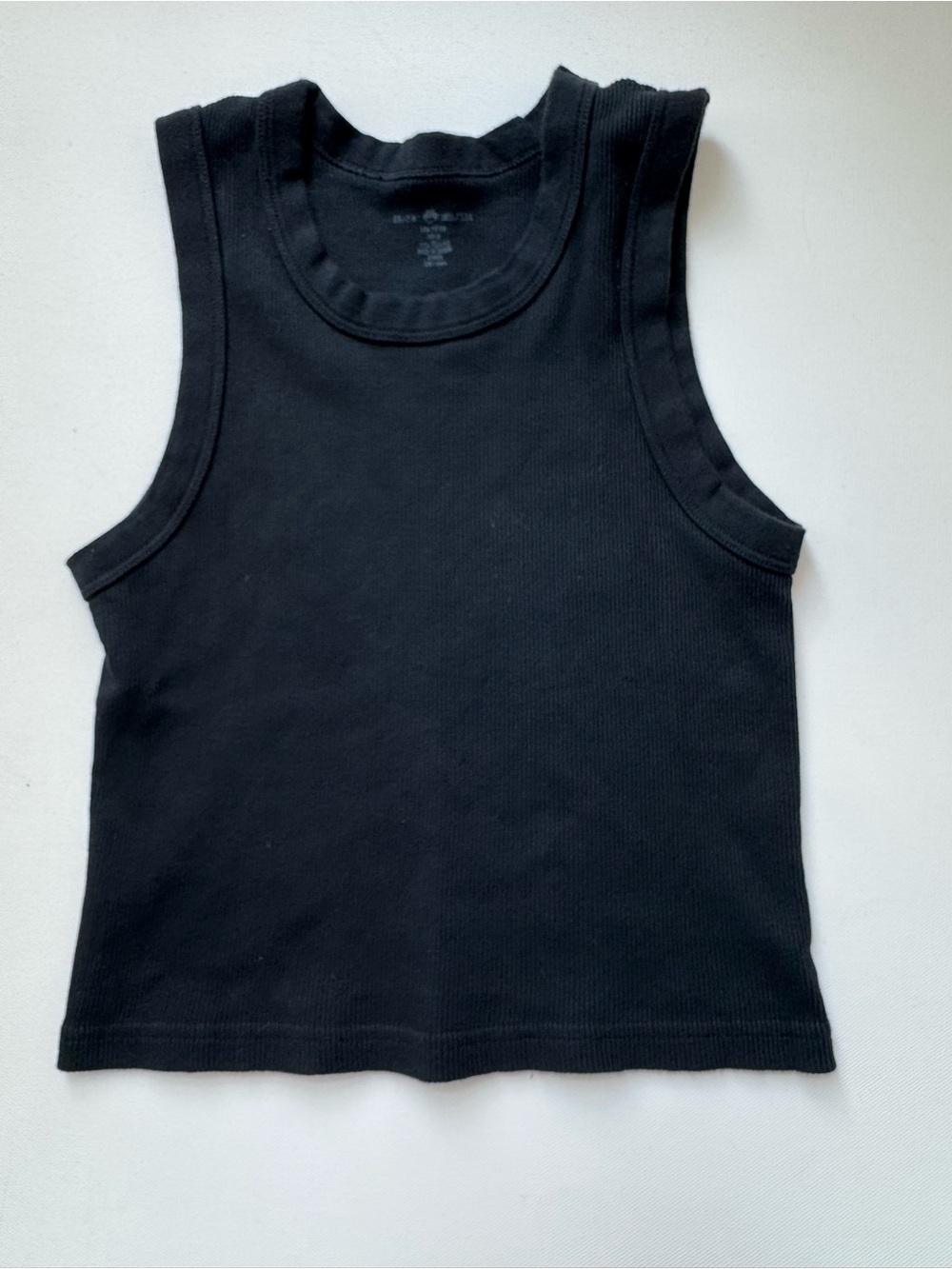 Brandy Melville Black Ribbed Cropped Tank Top One Size